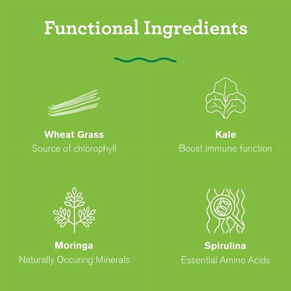 Super Greens Booster: Greens Powder Smoothie Mix with Spirulina, Moringa, Wheat Grass & Kale Smoothie Booster, Chlorophyll Providing Greens, 30 Servings