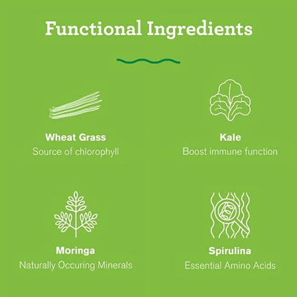 Super Greens Booster: Greens Powder Smoothie Mix with Spirulina, Moringa, Wheat Grass & Kale Smoothie Booster, Chlorophyll Providing Greens, 30 Servings