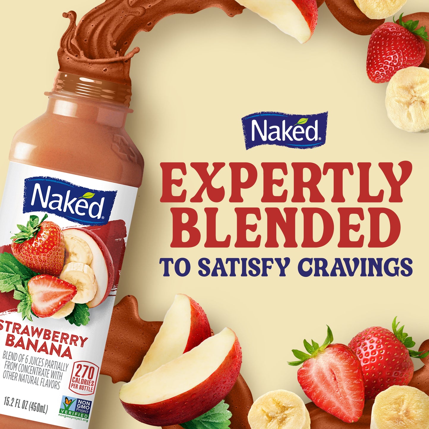 Juice, Velvety Texture, Strawberry Banana Blend, 100% Fruit Smoothie, 15.2 Fl Oz