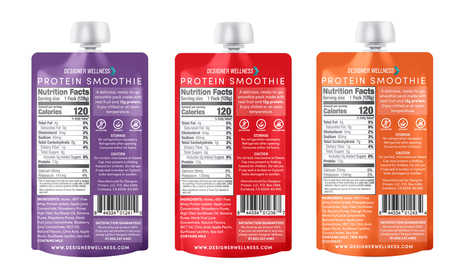 Protein Smoothie, 12 Count, Variety Pack, Real Fruit, 12G Protein, Low Carb, Zero Added Sugar, Gluten-Free