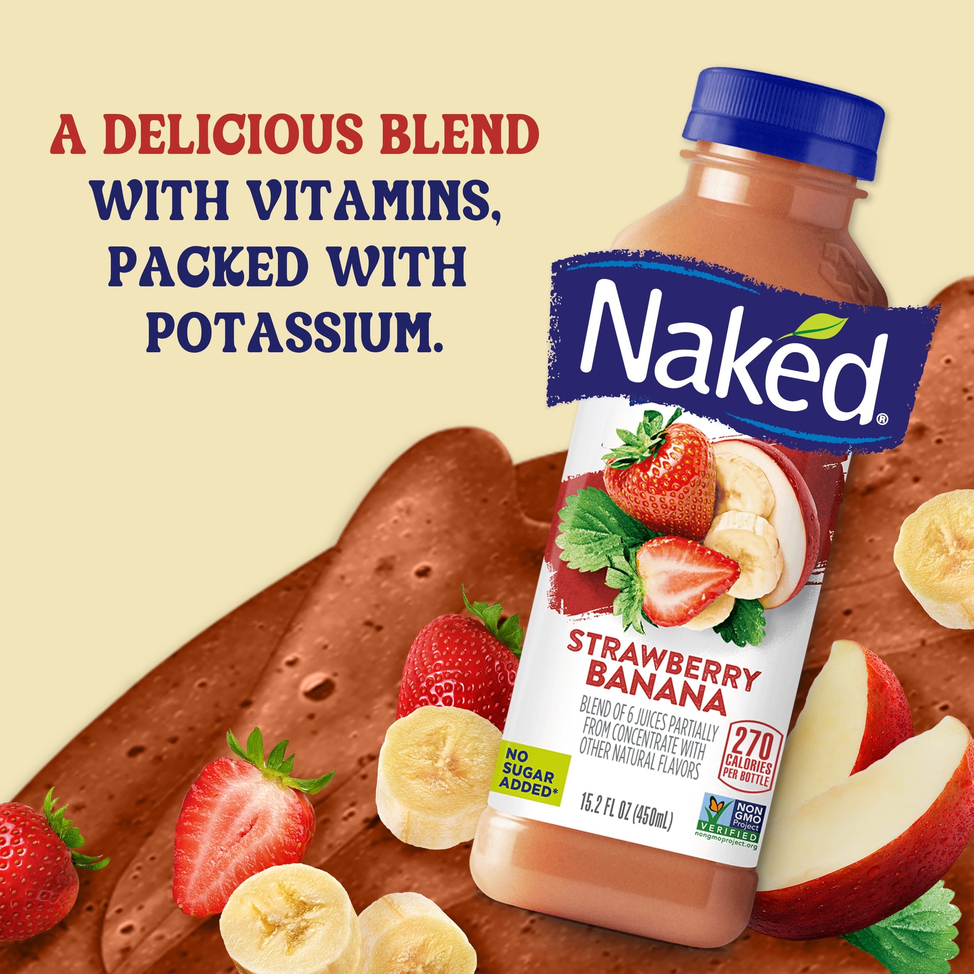 Juice, Velvety Texture, Strawberry Banana Blend, 100% Fruit Smoothie, 15.2 Fl Oz