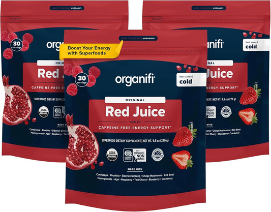Red Juice - Energy Powder Reduces Afternoon Crashes and Boosts Digestion and Immune System, 90 Servings