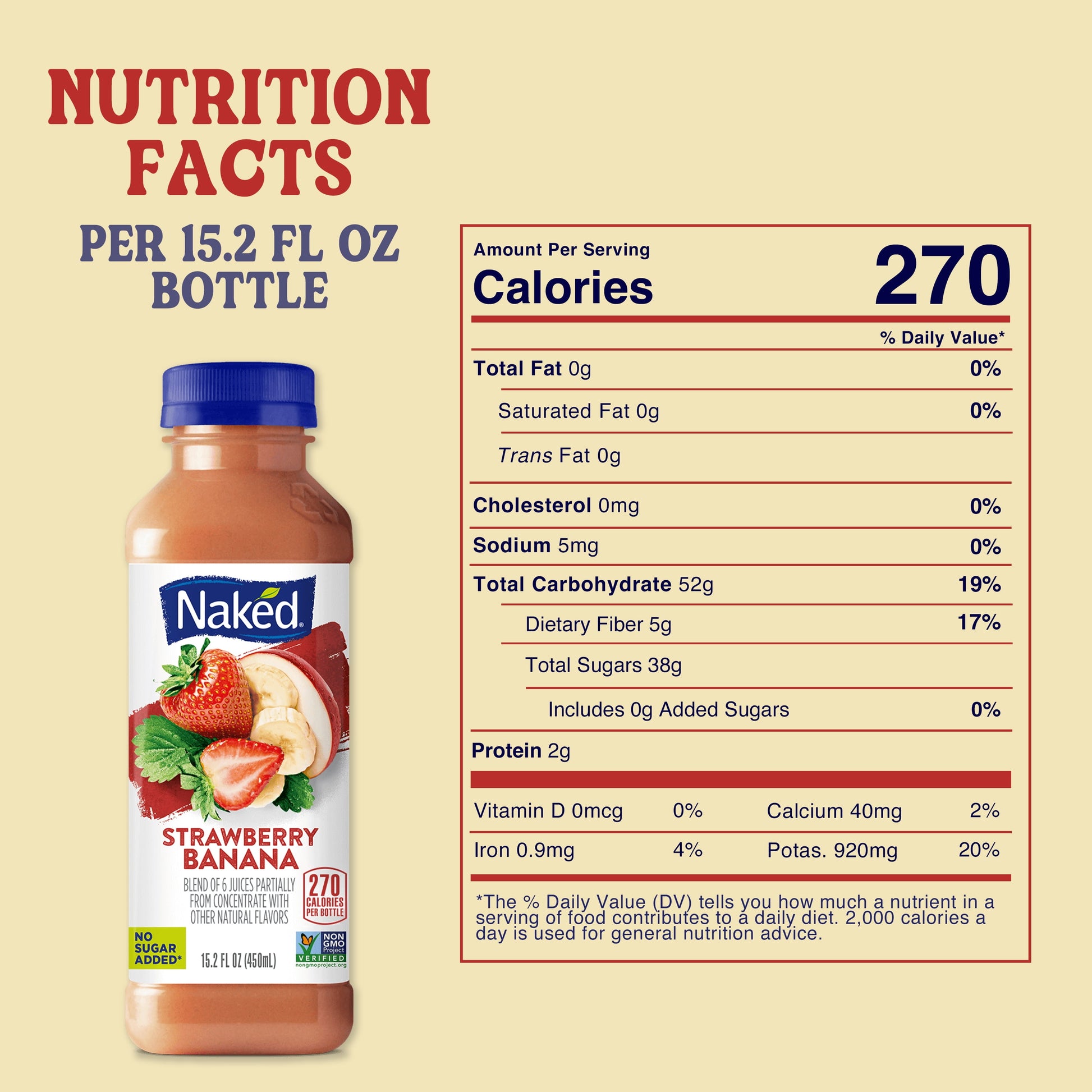 Juice, Velvety Texture, Strawberry Banana Blend, 100% Fruit Smoothie, 15.2 Fl Oz