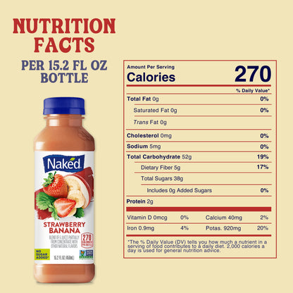 Juice, Velvety Texture, Strawberry Banana Blend, 100% Fruit Smoothie, 15.2 Fl Oz