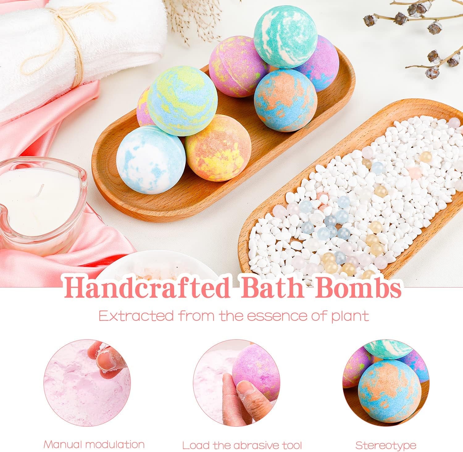 Bubble Bath Bombs Gift Set of 24 Unique Romantic Spa Gifts for Her Relaxation Fizzing Balls All Natural Skin Moisturize Organic Shower Bombs for Her Wife Girlfriend