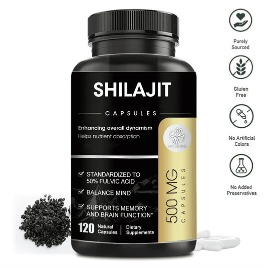 Shilajit Supplement 500Mg (High in Trace Minerals, No Fillers & Non-Gmo), Energy Booster, 120 Vegan Capsules for Unisex