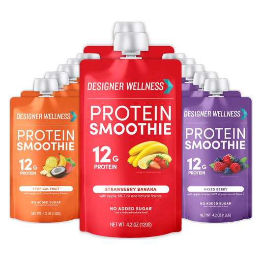 Protein Smoothie, 12 Count, Variety Pack, Real Fruit, 12G Protein, Low Carb, Zero Added Sugar, Gluten-Free