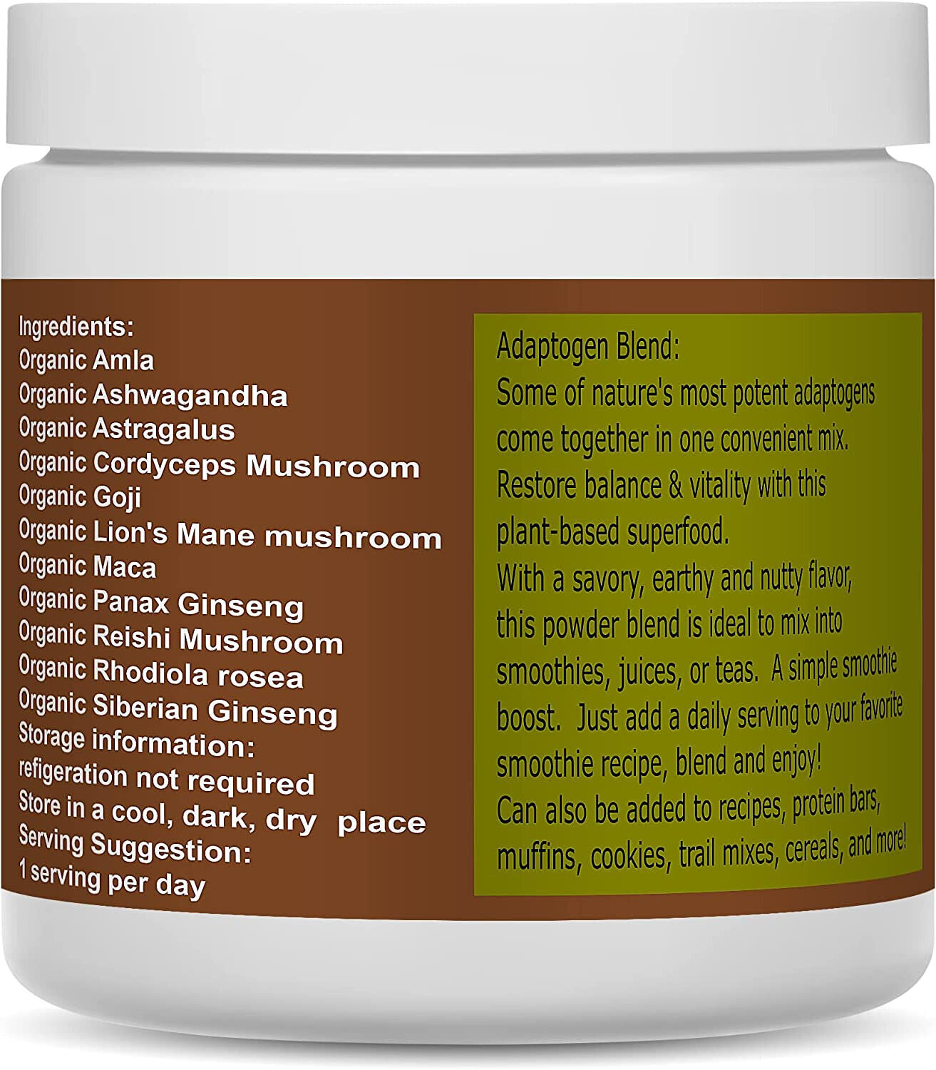 Superfood Smoothie Powder Organic Adaptogen Blend | 8 Oz Smoothie Booster Powder