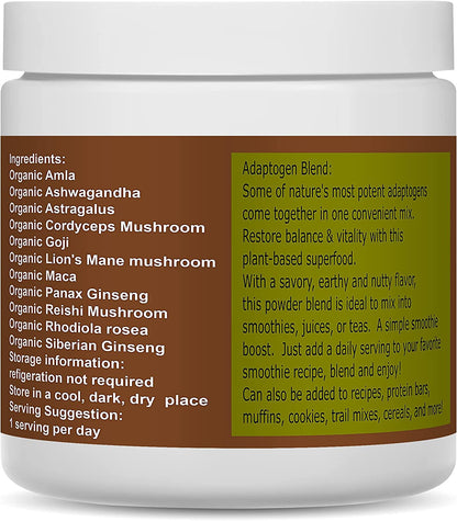 Superfood Smoothie Powder Organic Adaptogen Blend | 8 Oz Smoothie Booster Powder