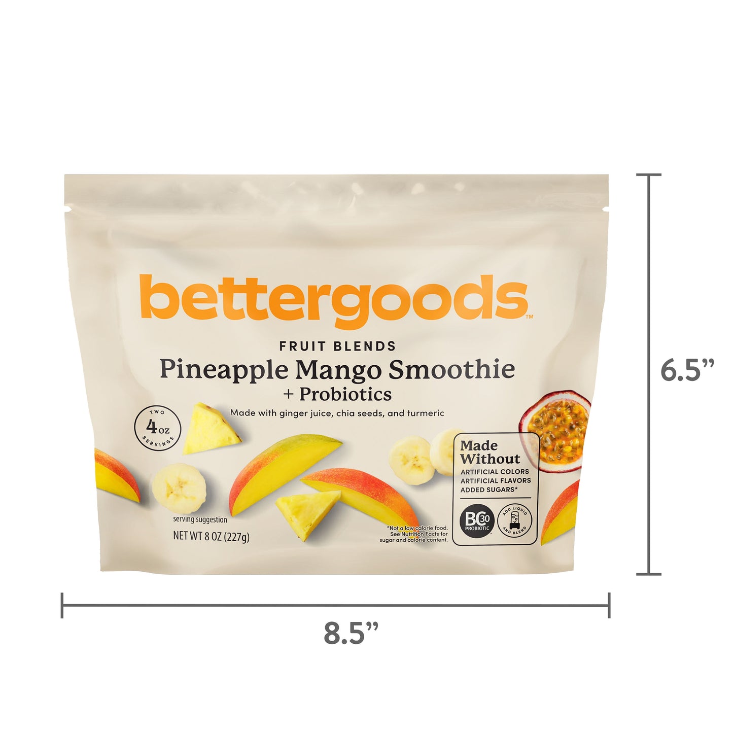 Pineapple Mango + Probiotics Smoothie Mix, 8 Oz (Frozen)