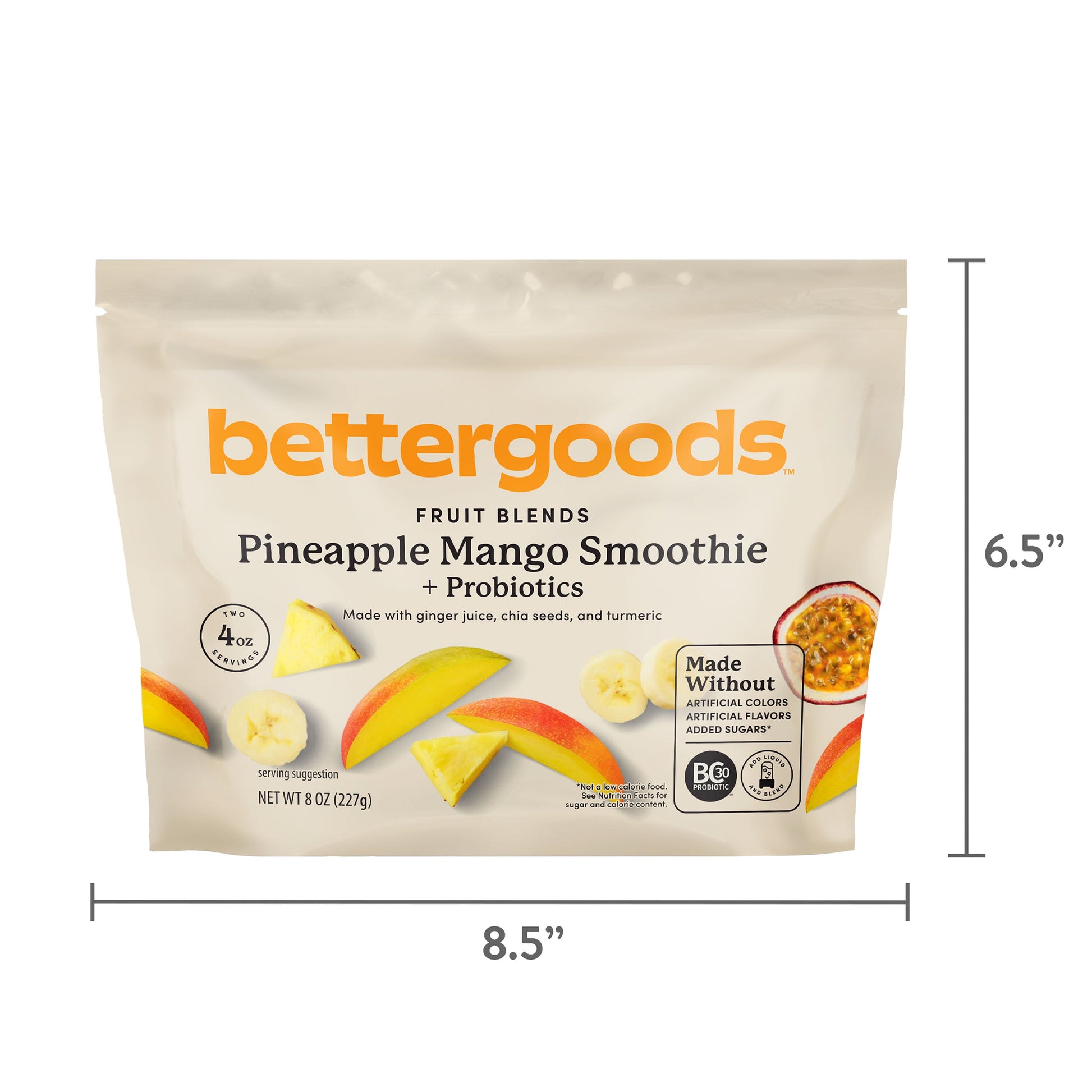 Pineapple Mango + Probiotics Smoothie Mix, 8 Oz (Frozen)