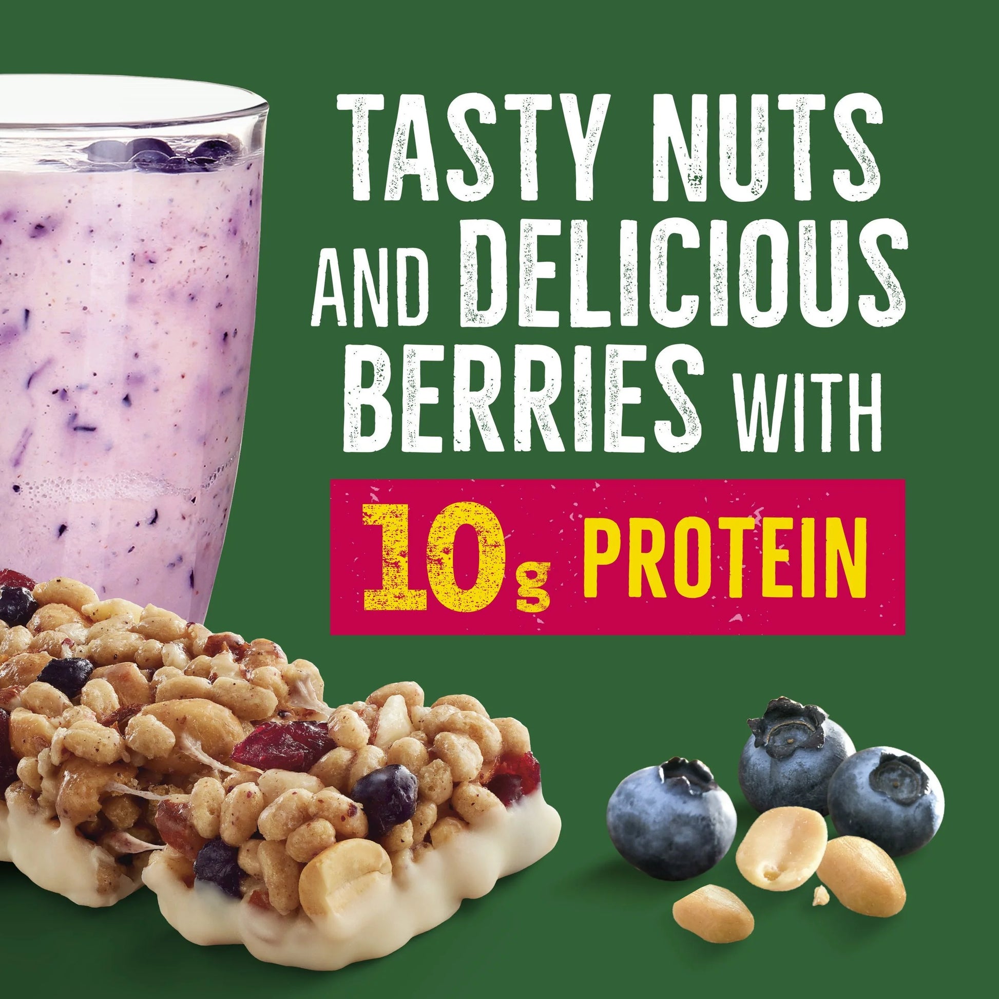 (3 Pack)  Protein Smoothie Chewy Snack Bars, Berry Blend Protein Bars, 5 Bars, 7.1 Oz
