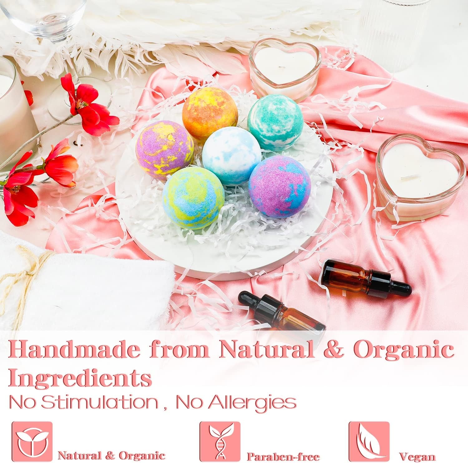 Bubble Bath Bombs Gift Set of 24 Unique Romantic Spa Gifts for Her Relaxation Fizzing Balls All Natural Skin Moisturize Organic Shower Bombs for Her Wife Girlfriend