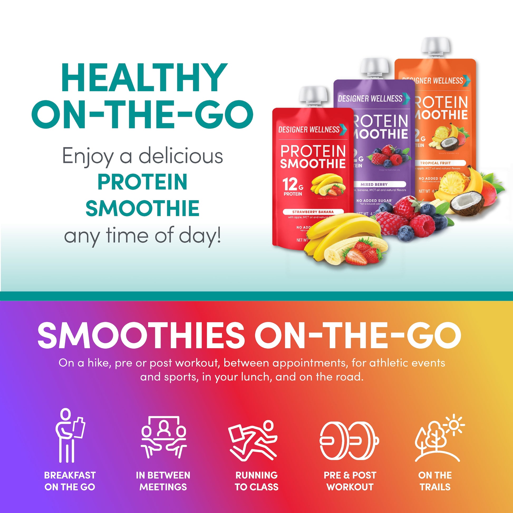 Protein Smoothie, 12 Count, Variety Pack, Real Fruit, 12G Protein, Low Carb, Zero Added Sugar, Gluten-Free